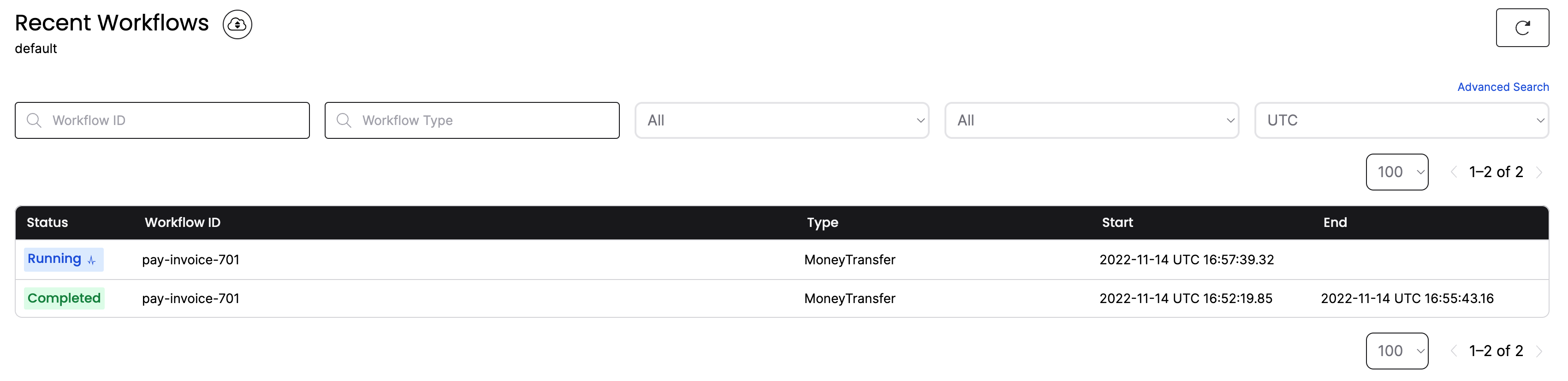 The Workflow appears in the list